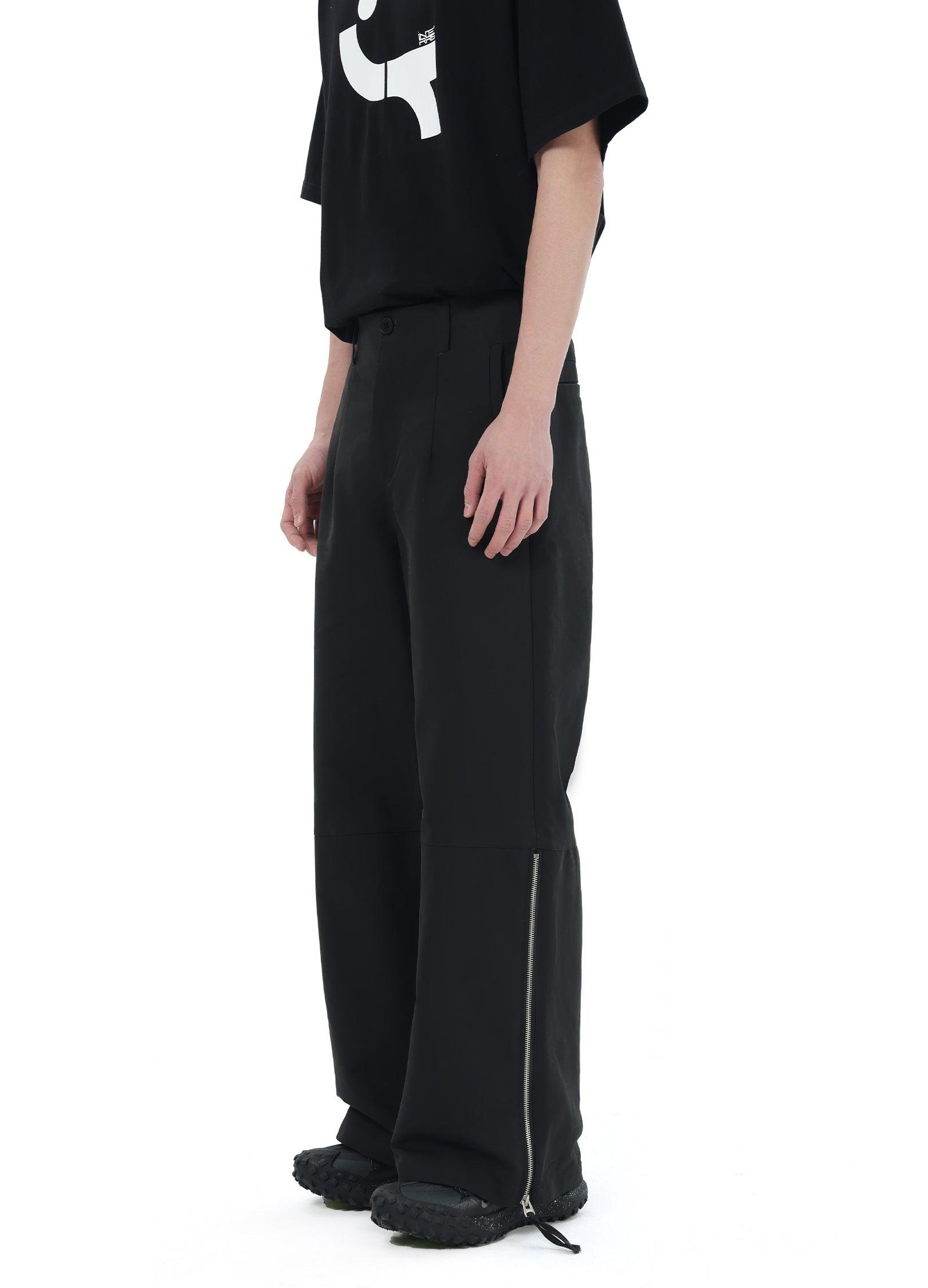 Versatile Wide-Leg Denim Trousers with Zipper Hem - chiclara