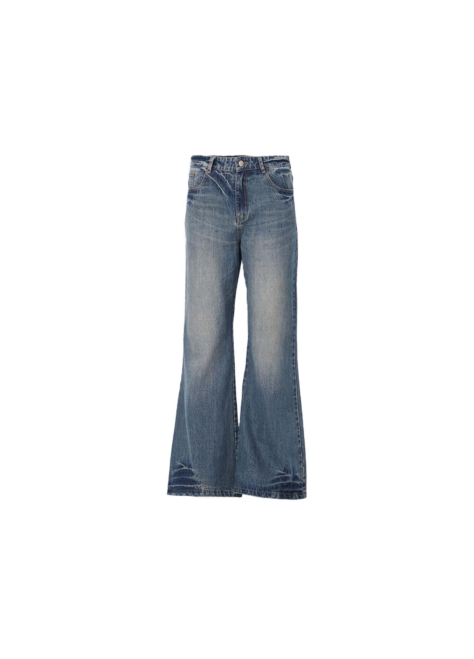 Vintage Washed Denim Flare Jeans - chiclara