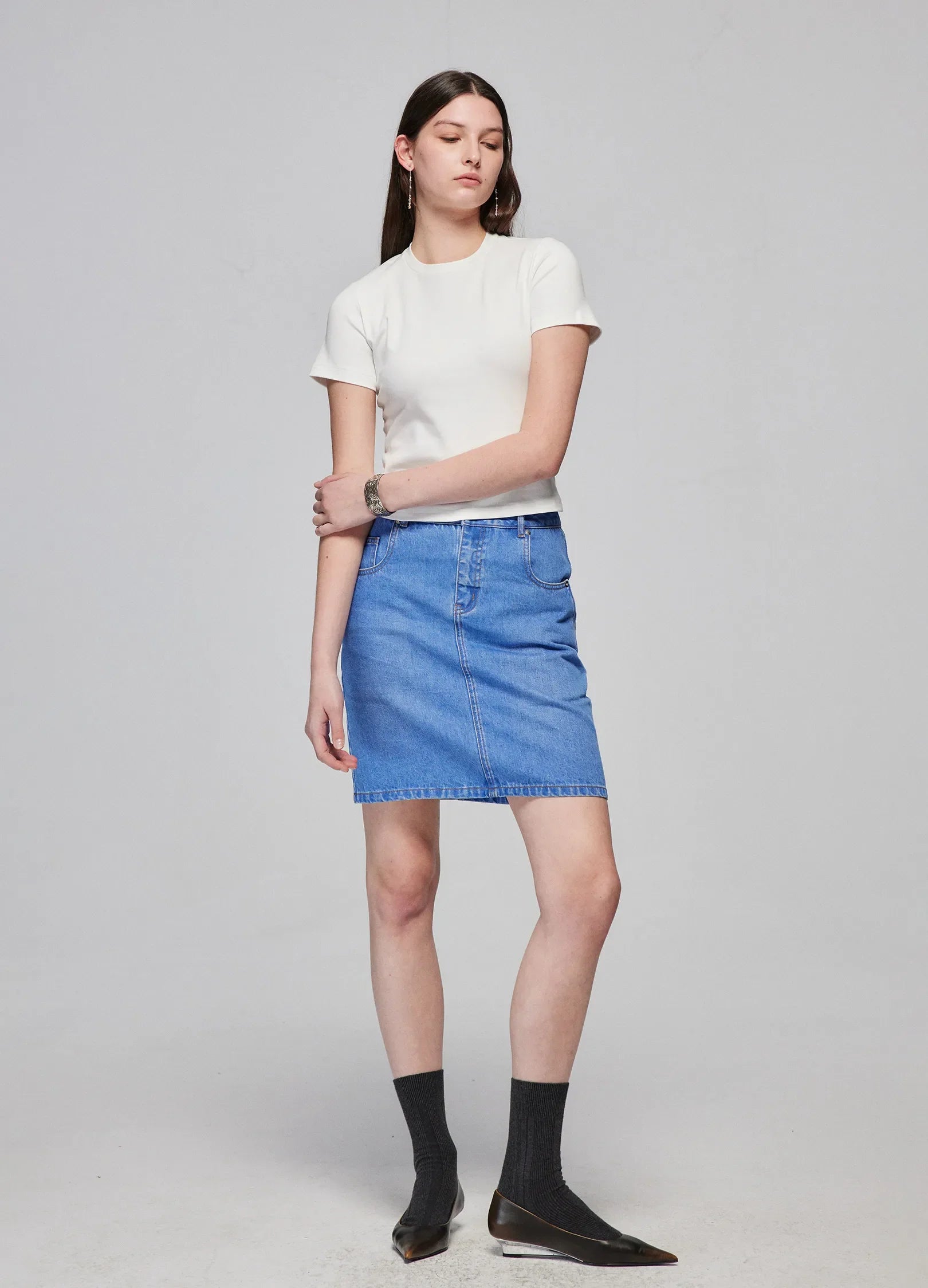 Washed Denim Miniskirt