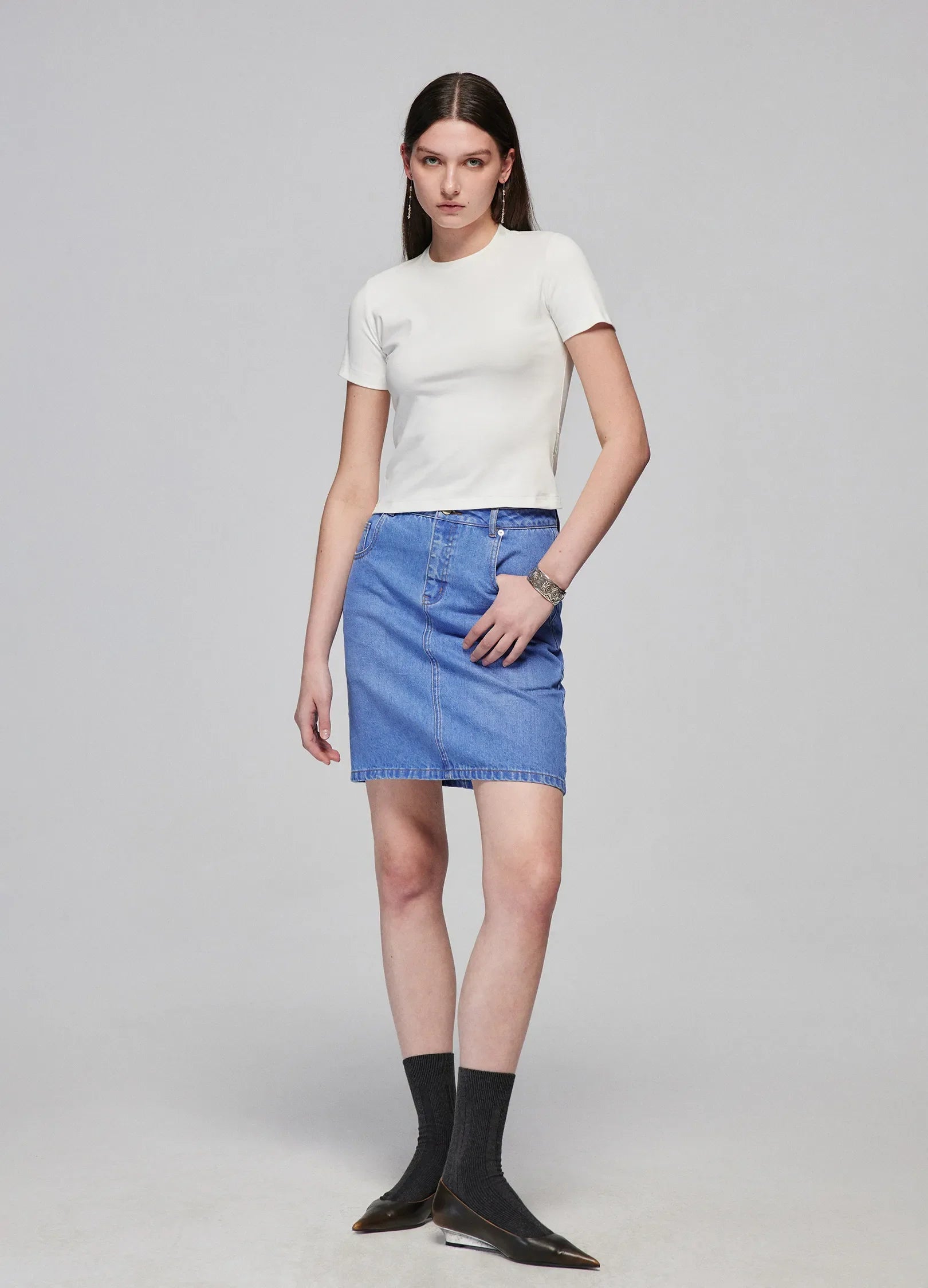 Washed Denim Miniskirt
