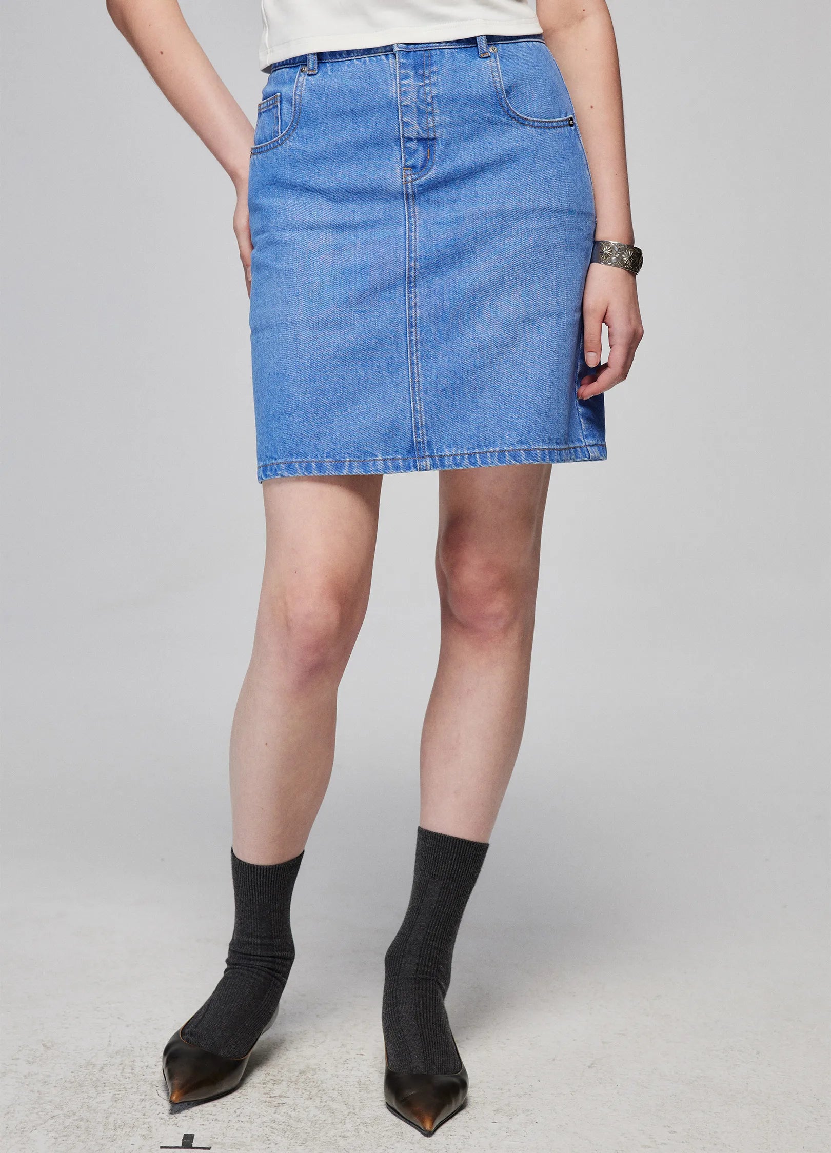 Washed Denim Miniskirt
