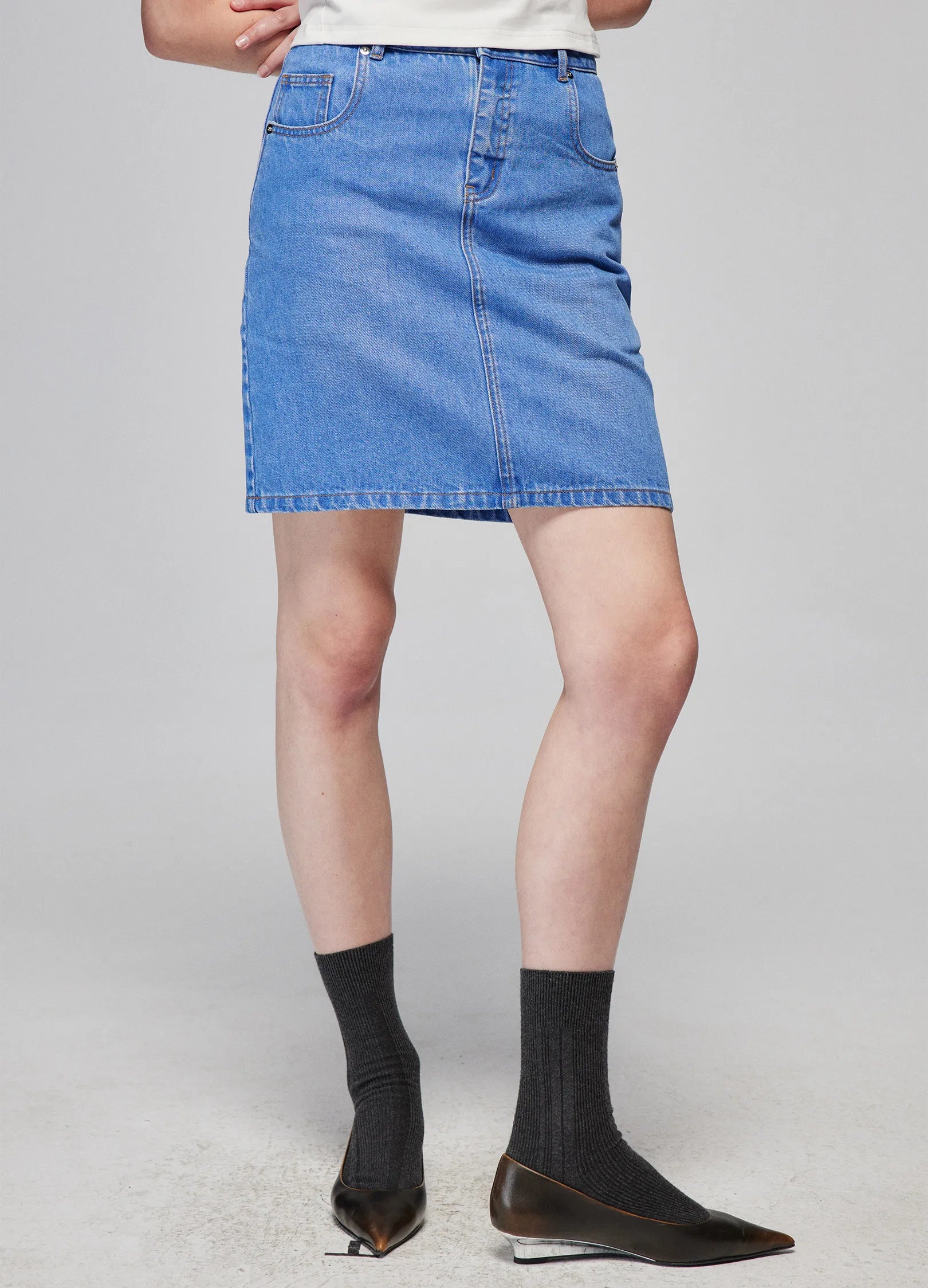 Washed Denim Miniskirt