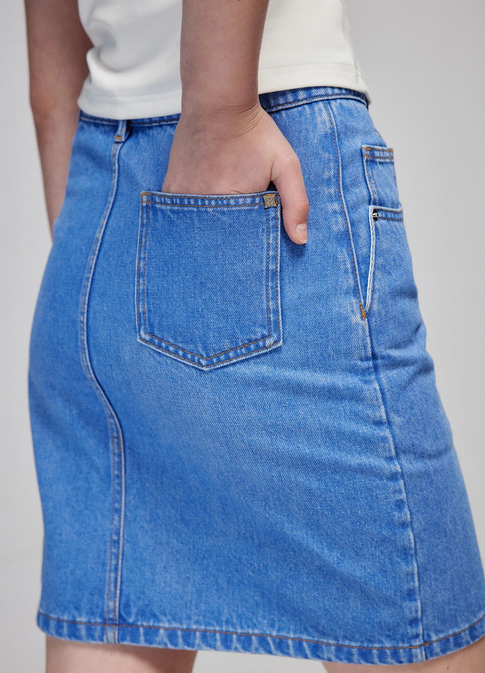 Washed Denim Miniskirt