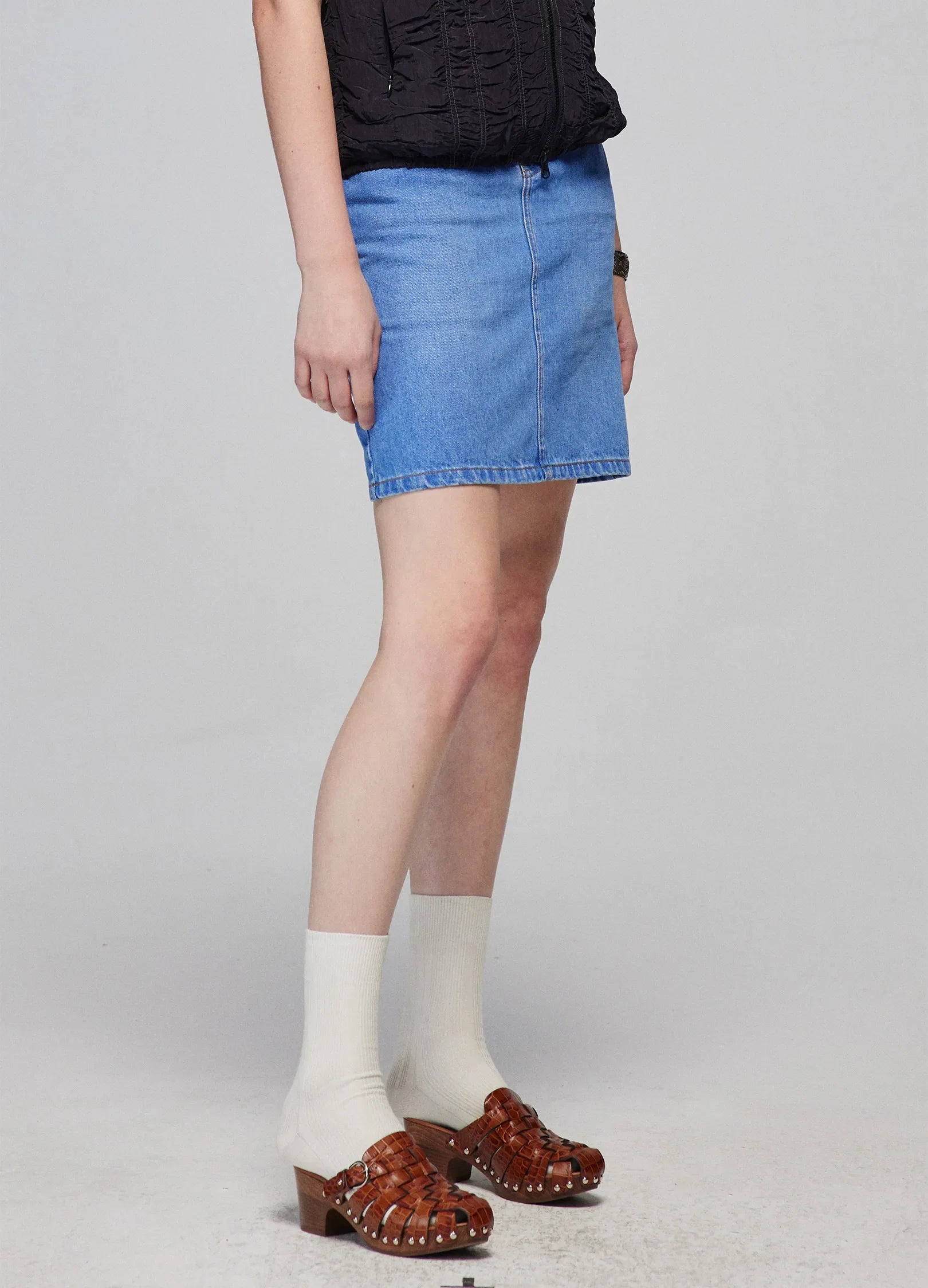 Washed Denim Miniskirt