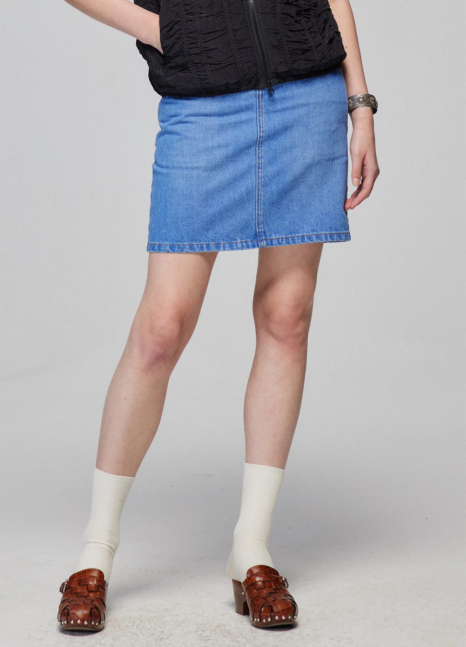 Washed Denim Miniskirt