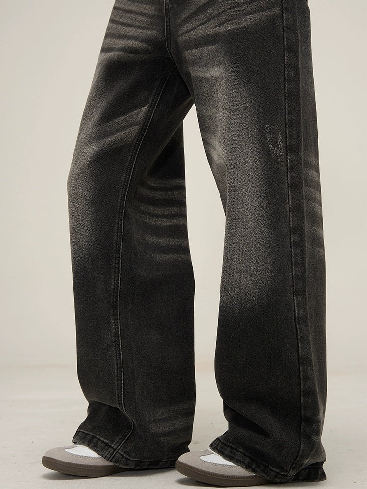 Retro Vibe Wide-Leg Washed Denim Jeans - chiclara