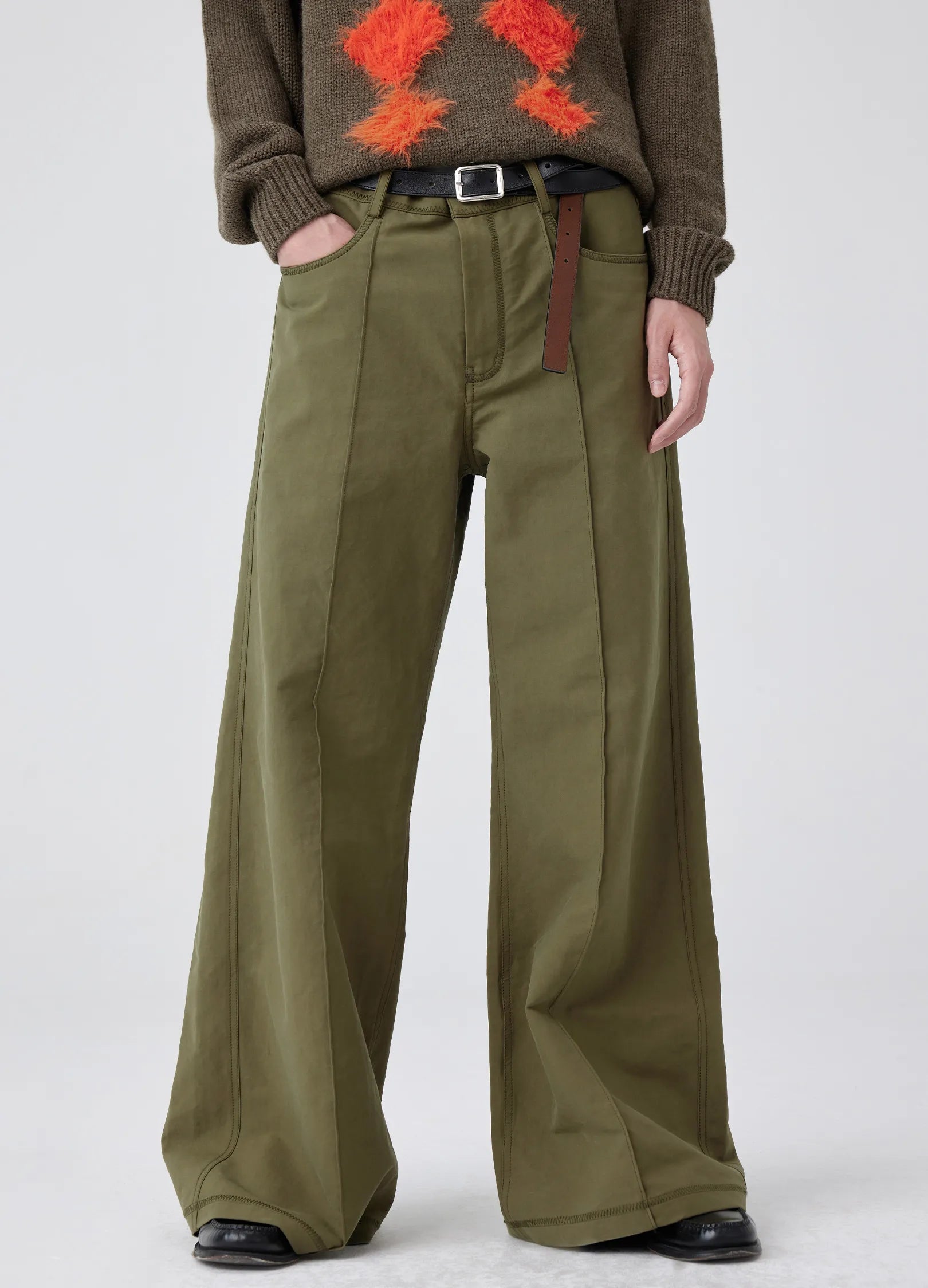 Front Seam Wide-Leg Pants