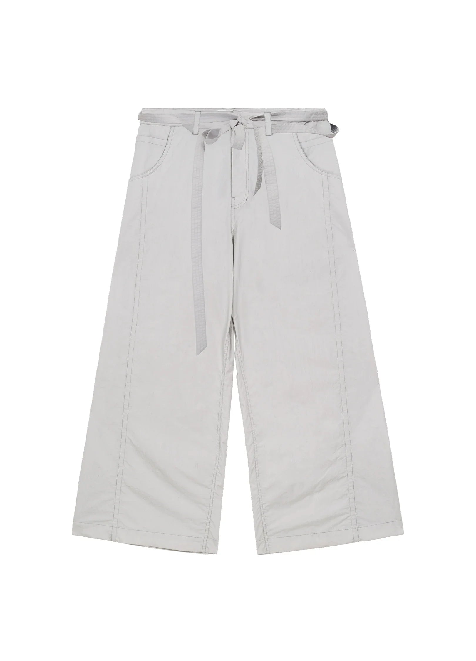 Tie Belt Wide-Leg Pants