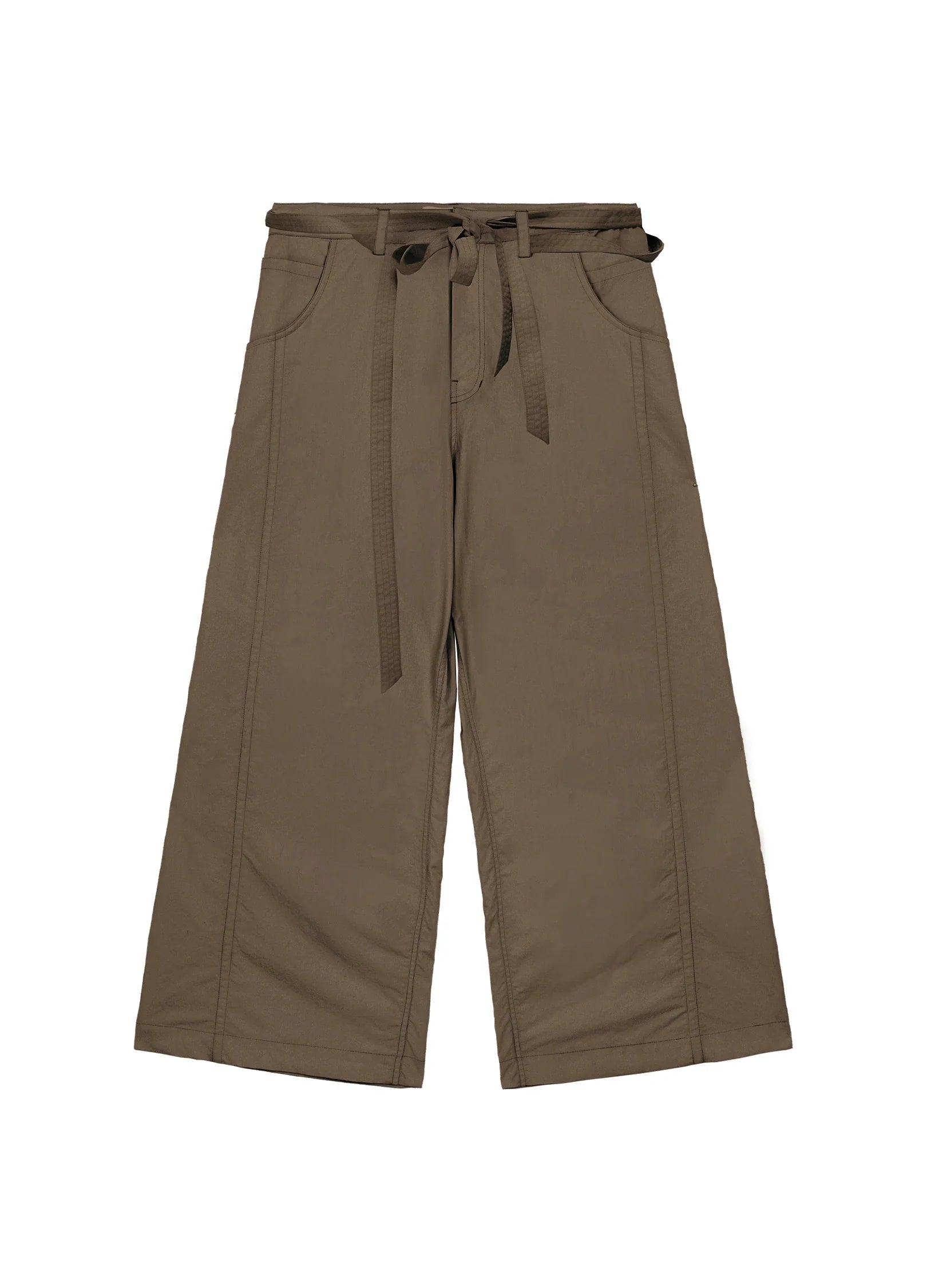 Tie Belt Wide-Leg Pants