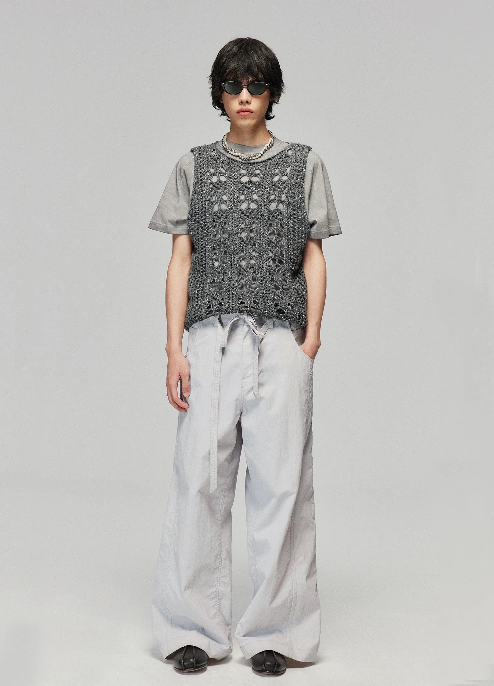 Tie Belt Wide-Leg Pants