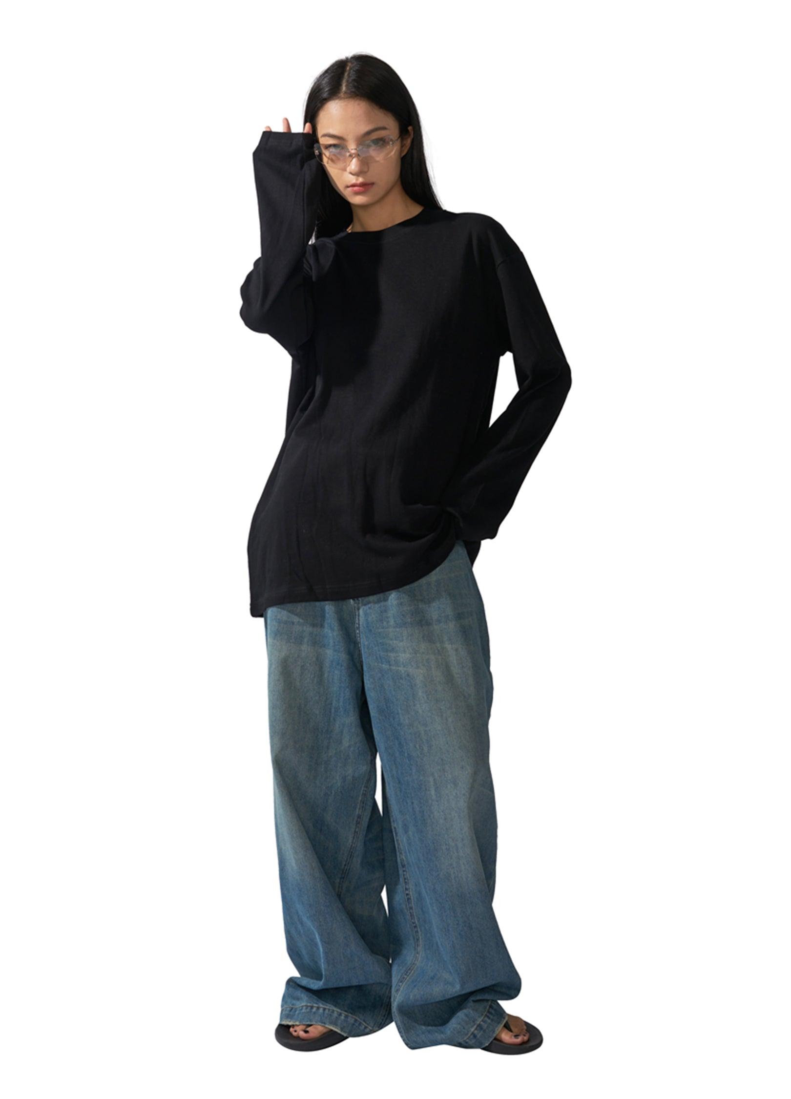 Vintage-Inspired Unisex Low-Waisted Washed Jeans - chiclara