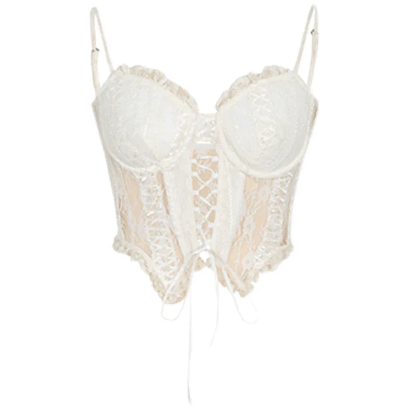 White Lace Bustier Corset Top