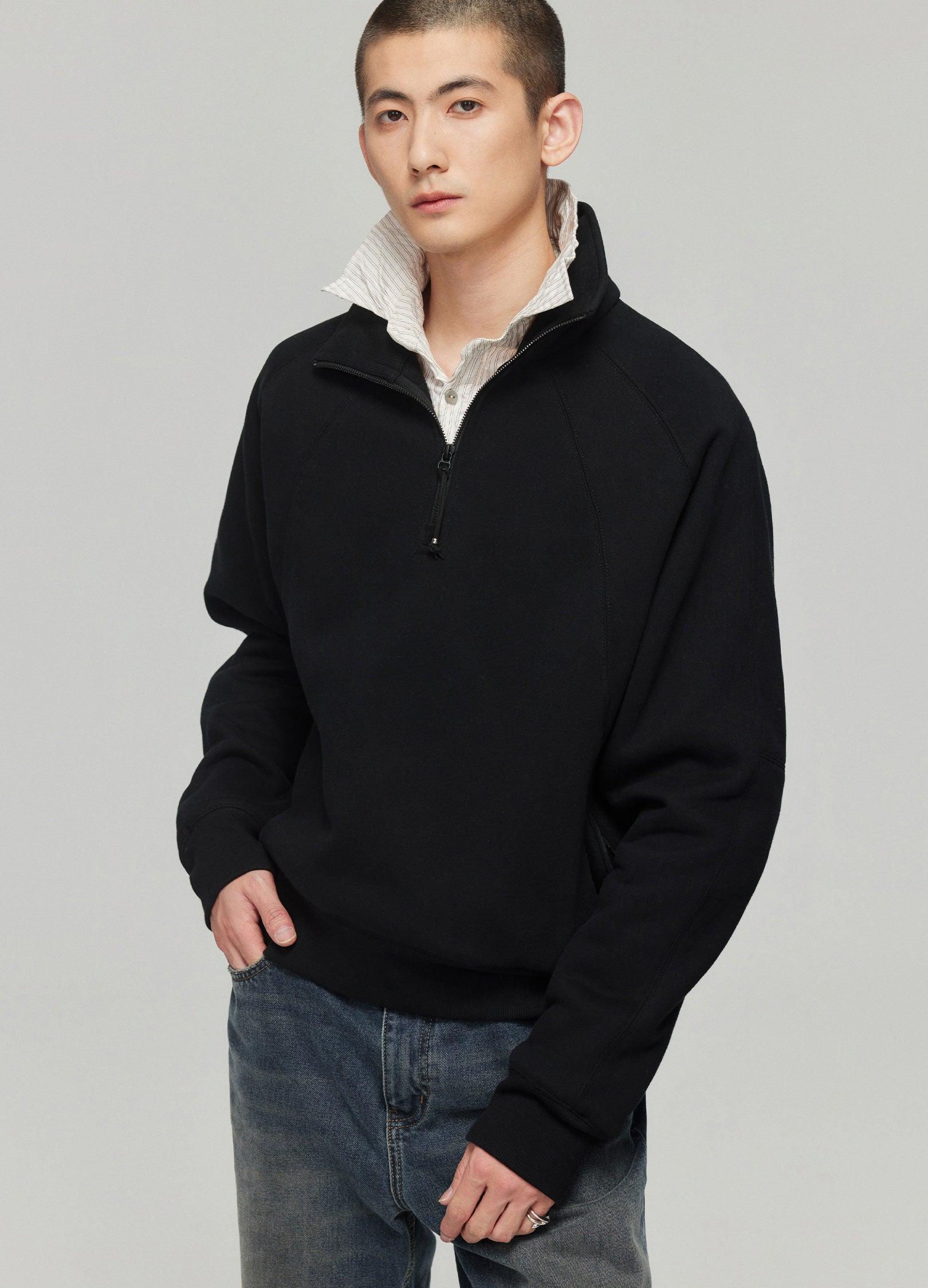 Versatile Zip-up Stand Collar Sweater - chiclara