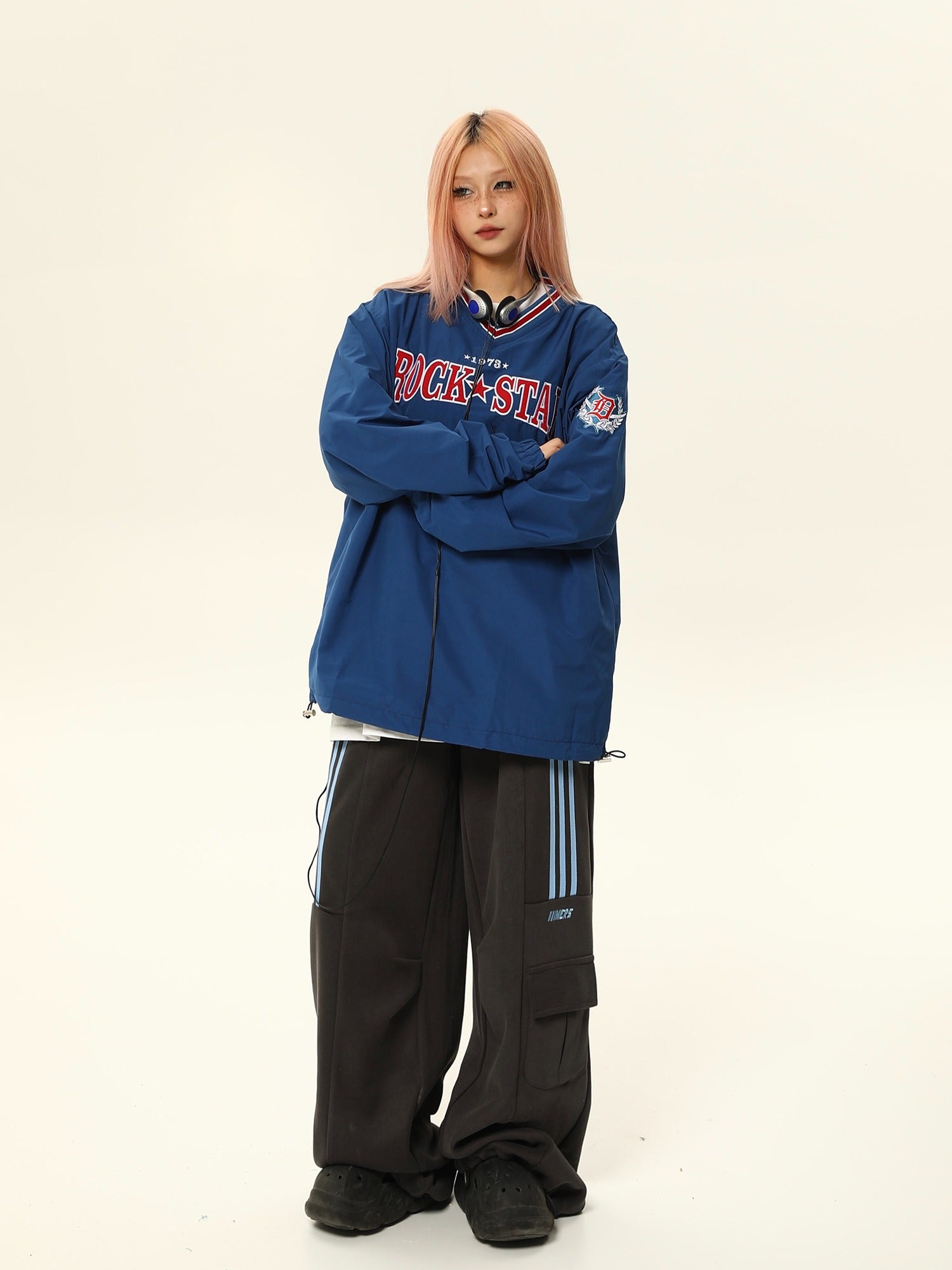 Rock Star Varsity Anorak Pullover