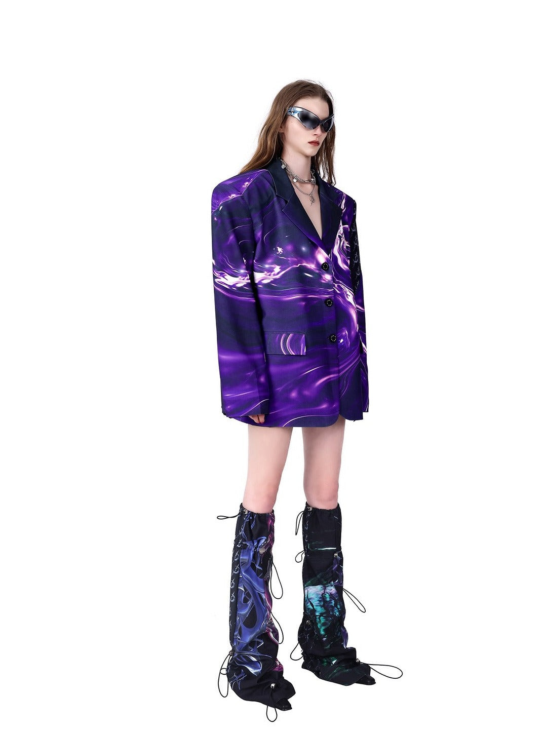 PINKSPINK Cosmic Swirl Oversized Blazer - Purple