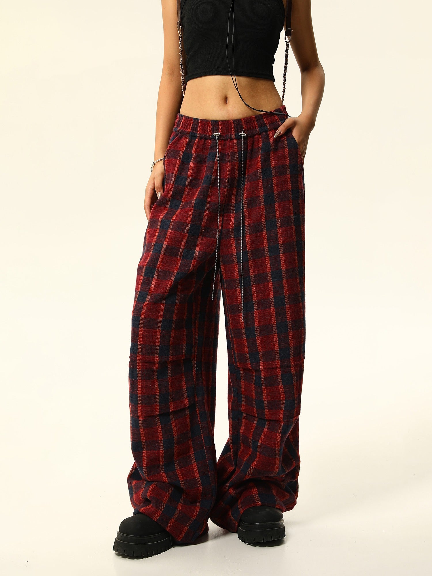 Buffalo Check Wide-Leg Lounge Pants