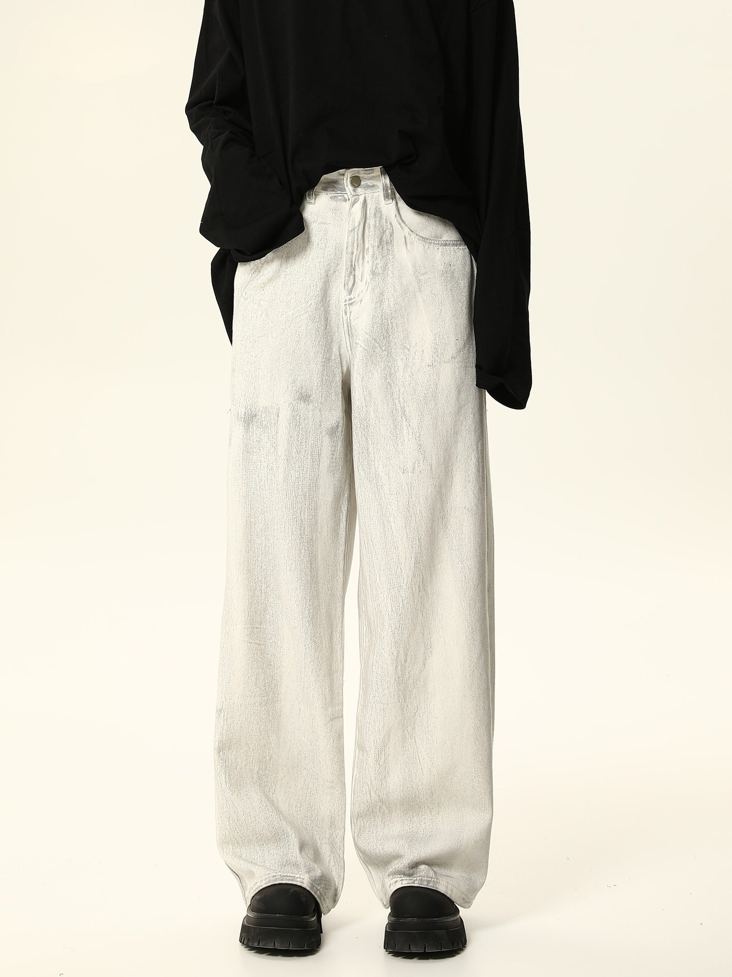 White Wide Leg Baggy Jeans