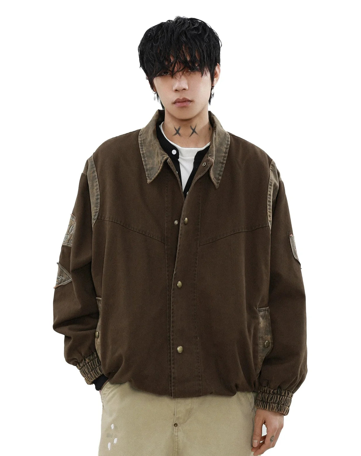 Vintage Brown Canvas Bomber Jacket