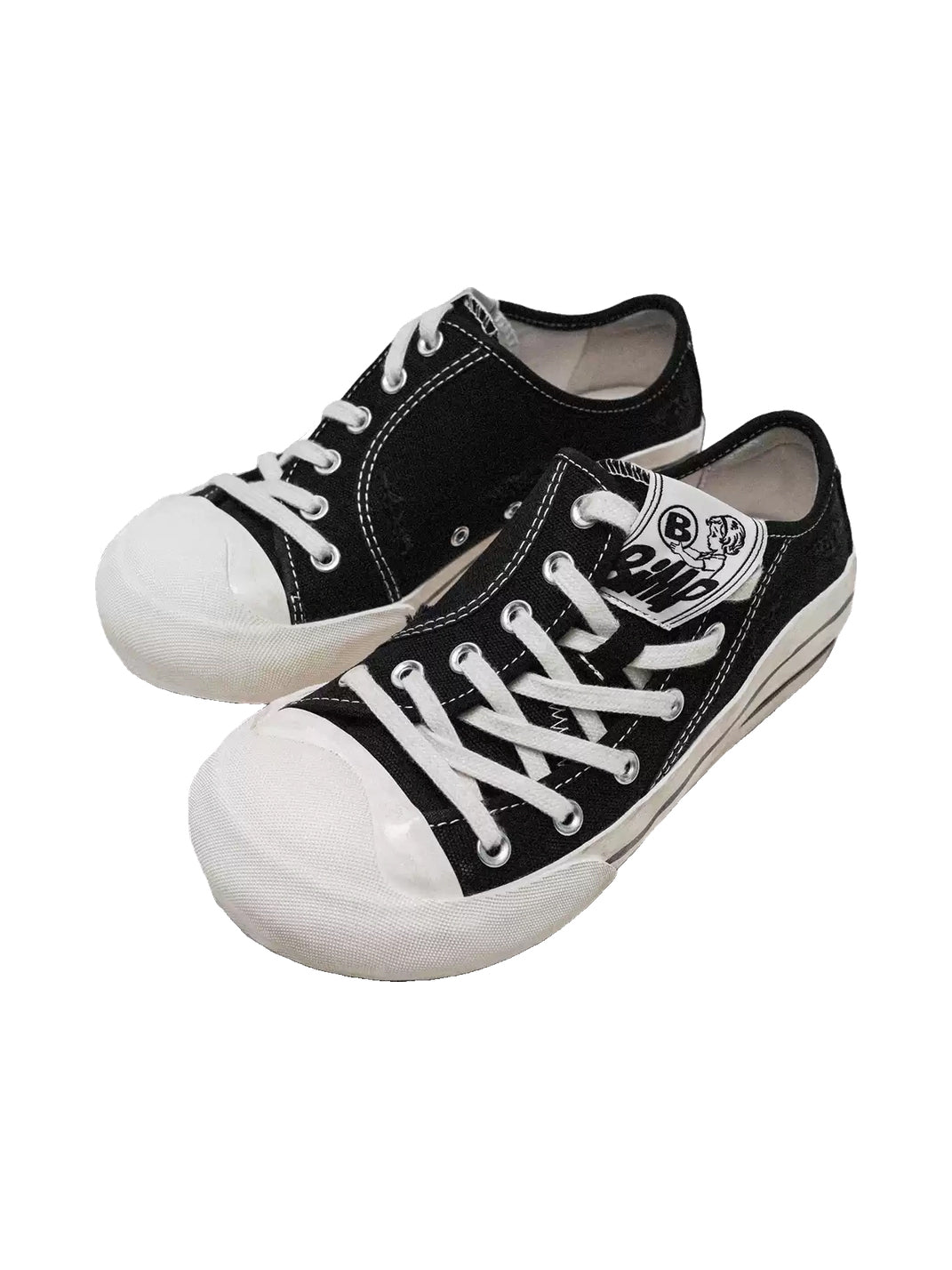 Layered-Sole Distressed Black Canvas Sneakers - view 6