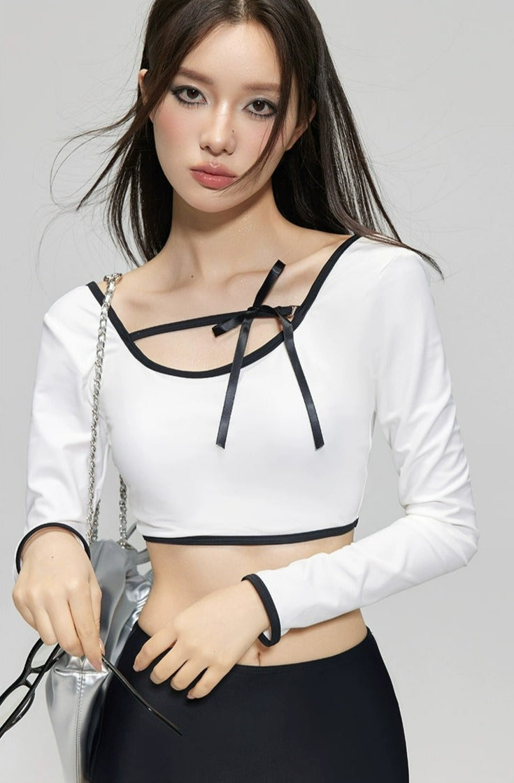 Black and White Strappy Crop Set