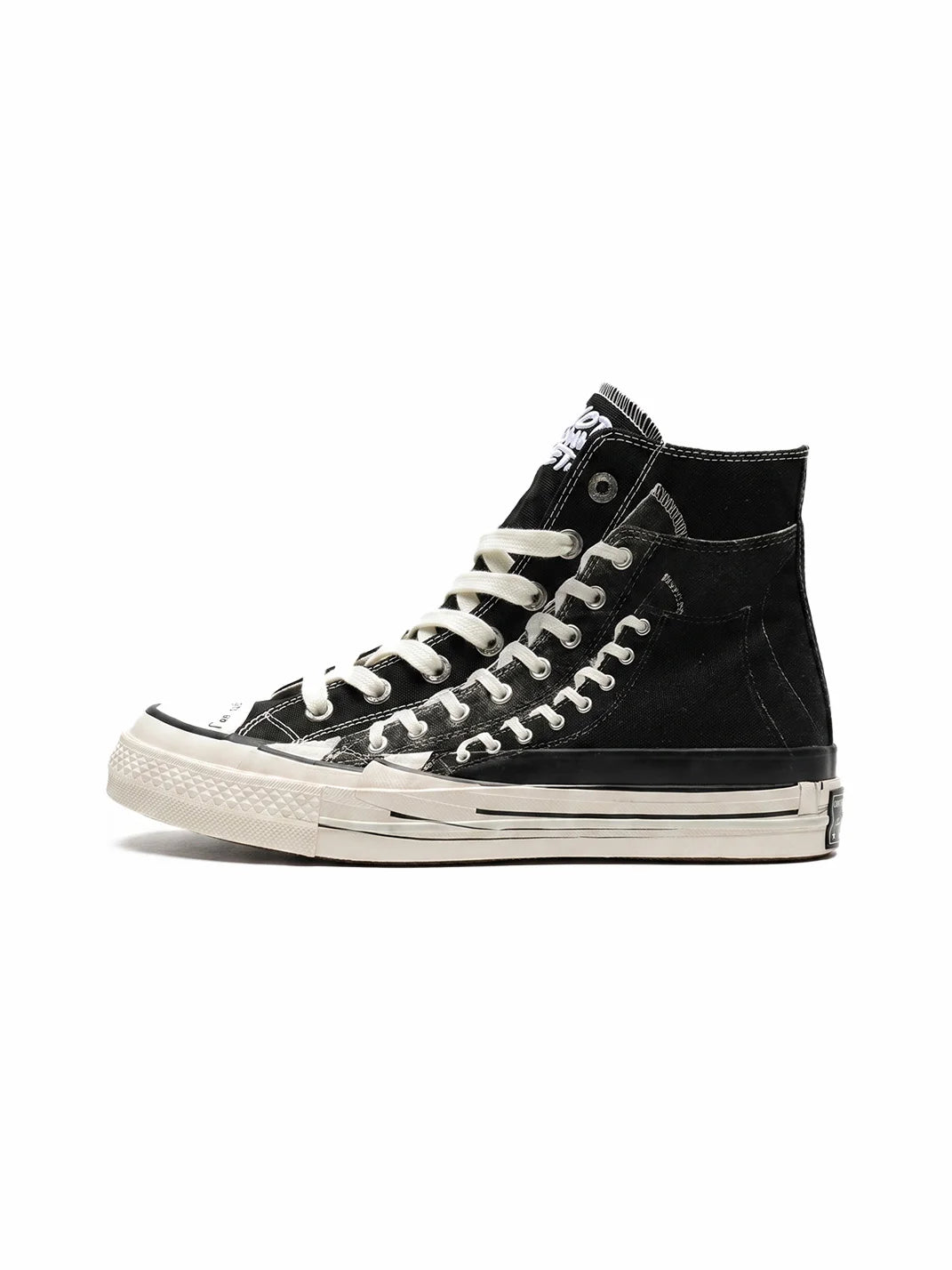 Graphic-Detail Black Canvas Platform Sneakers - view 1