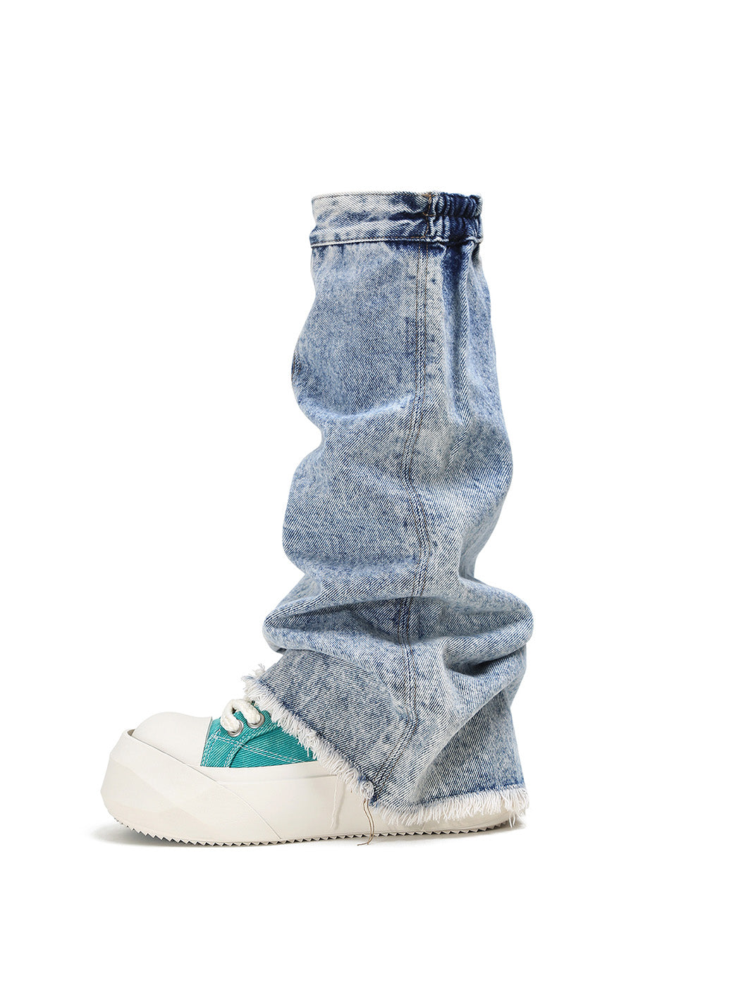 Denim Bare Look Washed Platform Sneakers
