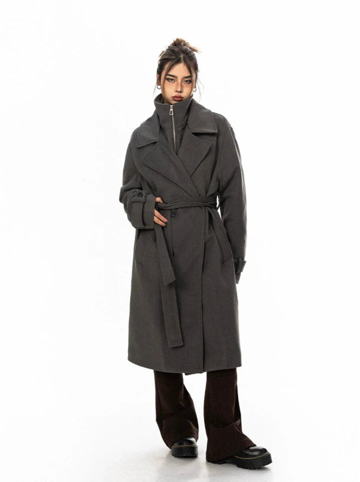 Oversized Belted Double Breasted Trench Coat