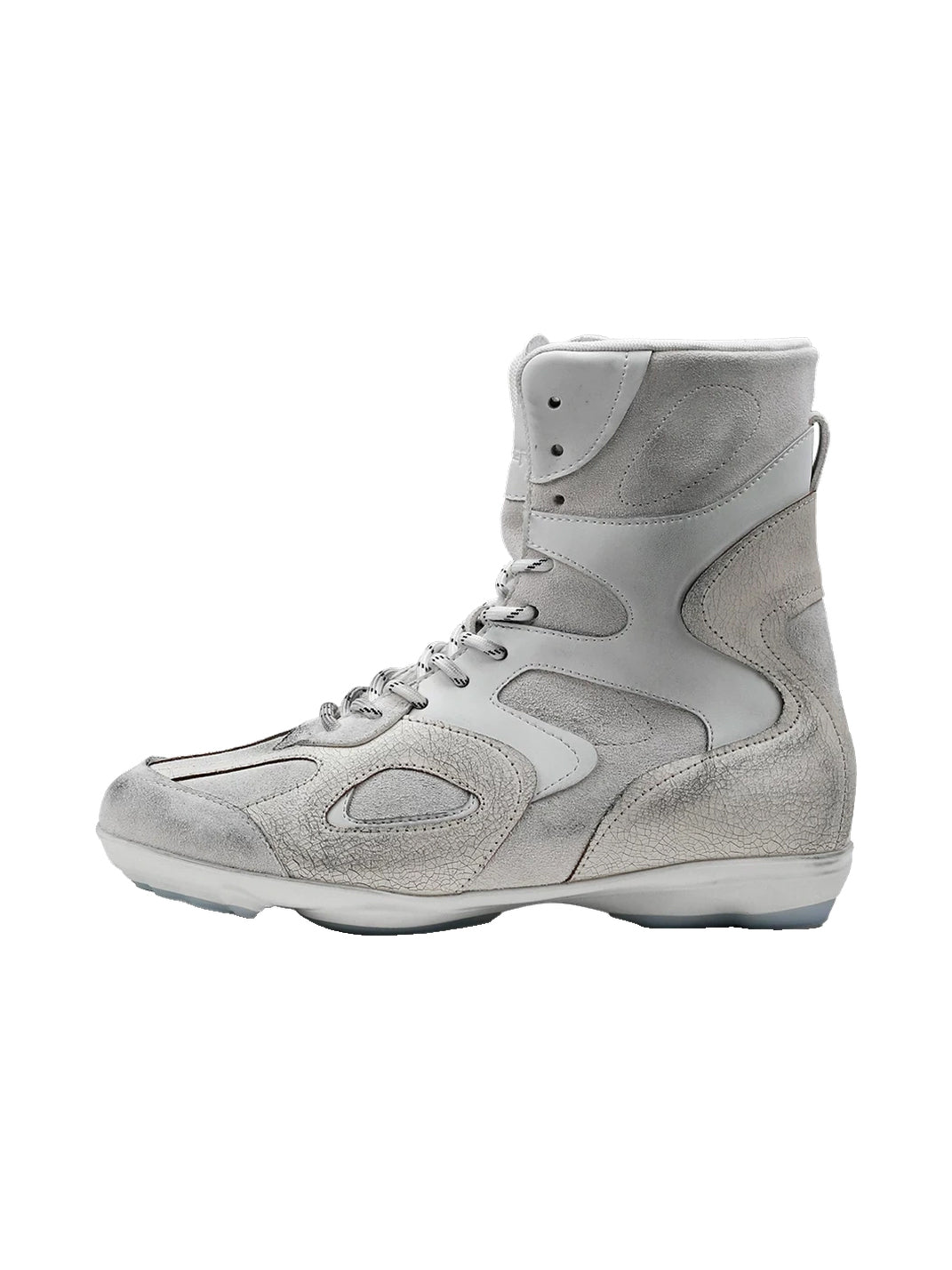 Cracked-Leather Layered-Sole High-Top Sneakers - view 1