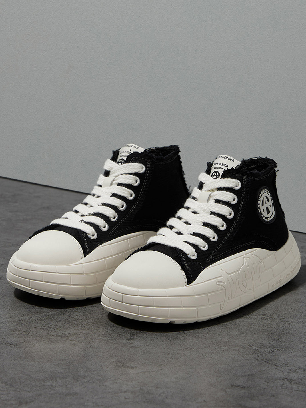 Two-Tone Platform Canvas High-Top Sneakers - View 6