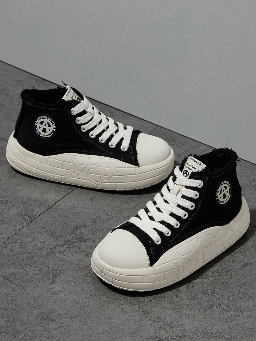 Two-Tone Platform Canvas High-Top Sneakers - View 7