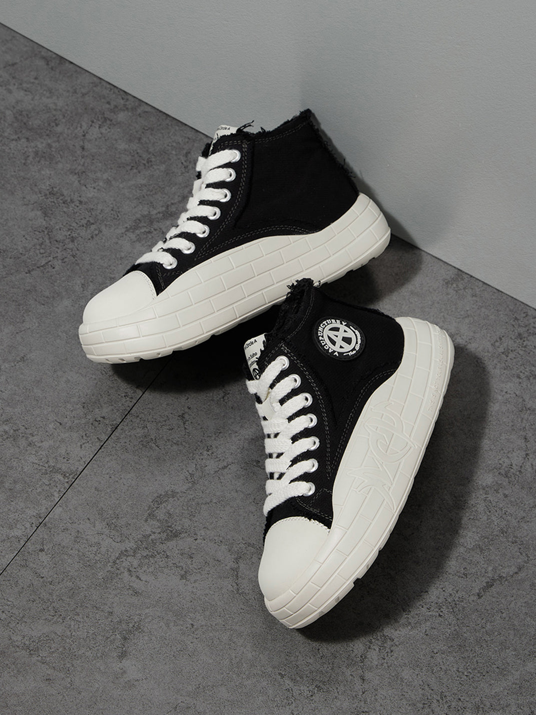 Two-Tone Platform Canvas High-Top Sneakers - View 8