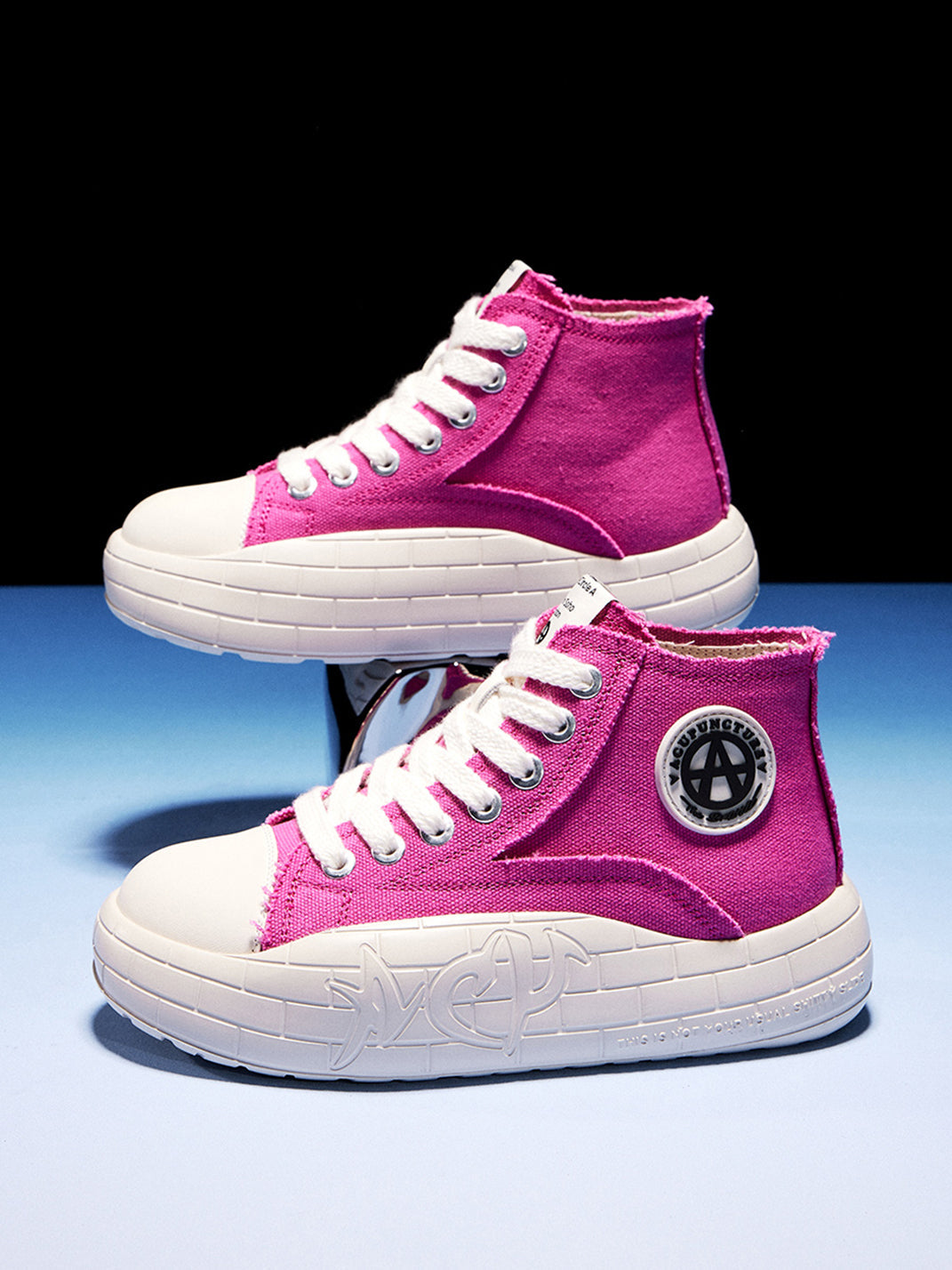 Two-Tone Platform Canvas High-Top Sneakers - View 18