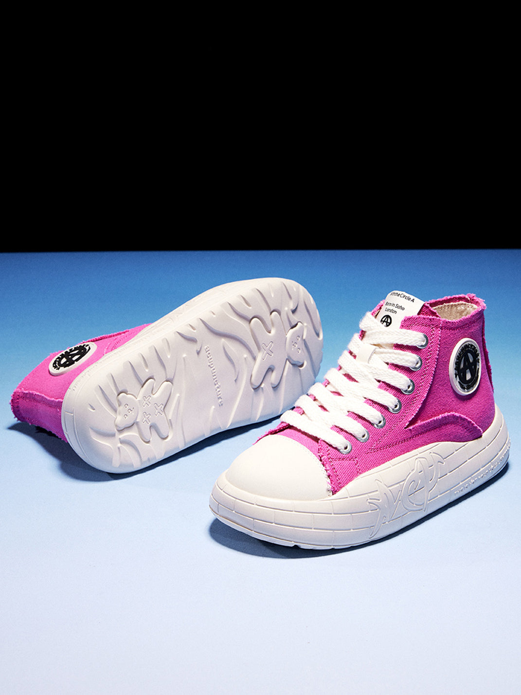 Two-Tone Platform Canvas High-Top Sneakers - View 20