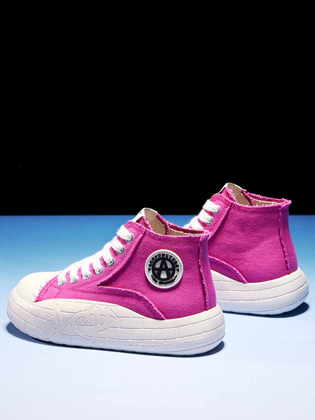 Two-Tone Platform Canvas High-Top Sneakers - View 21