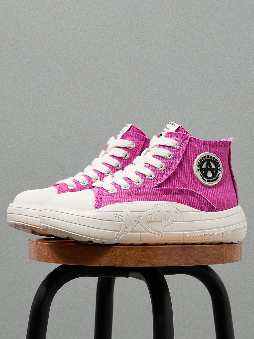 Two-Tone Platform Canvas High-Top Sneakers - View 22