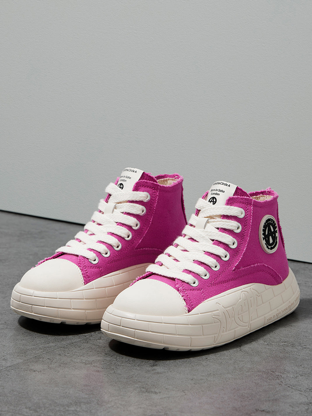 Two-Tone Platform Canvas High-Top Sneakers - View 23