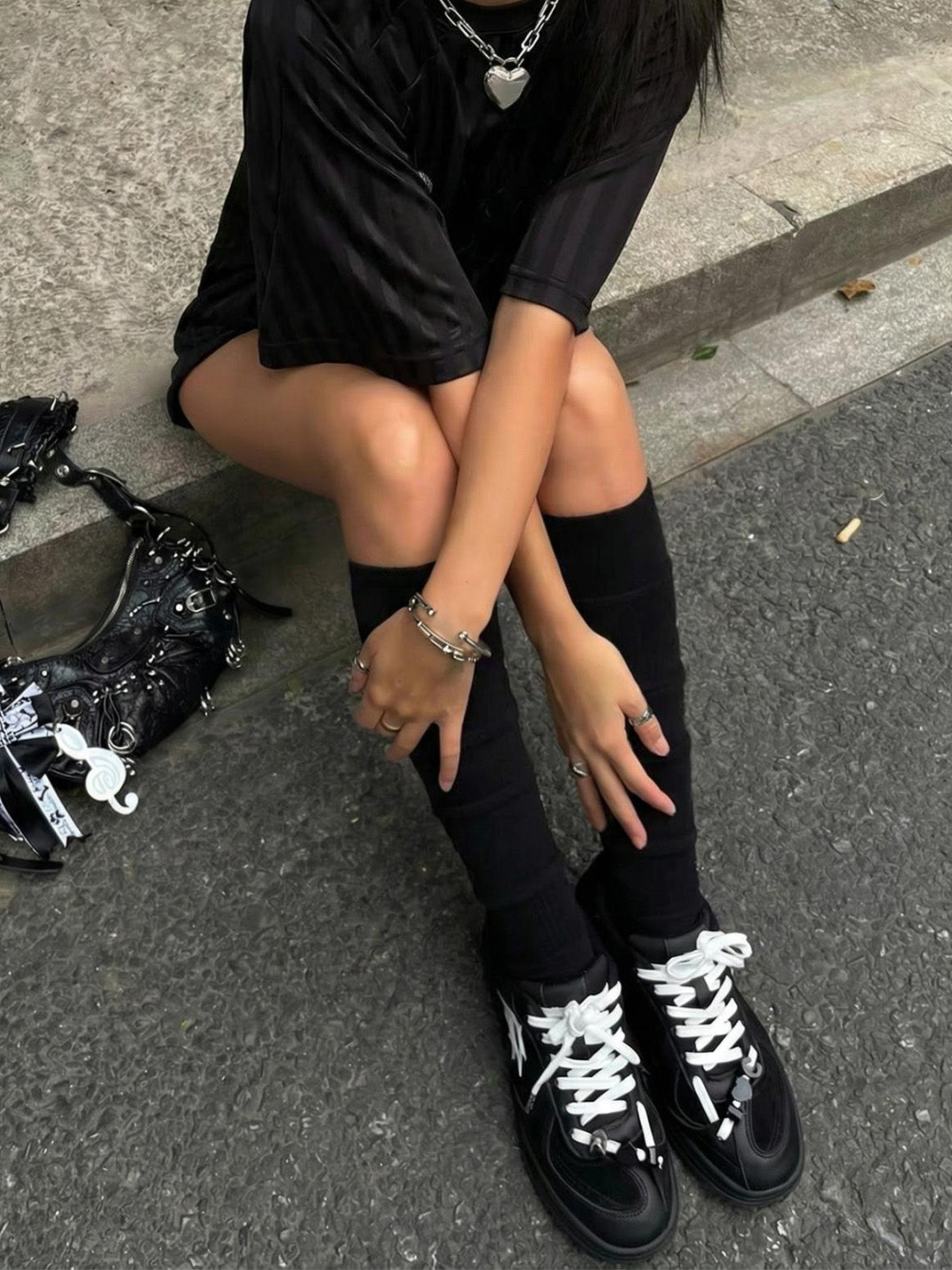 Solar-Applique Leather Court Sneakers - View 3