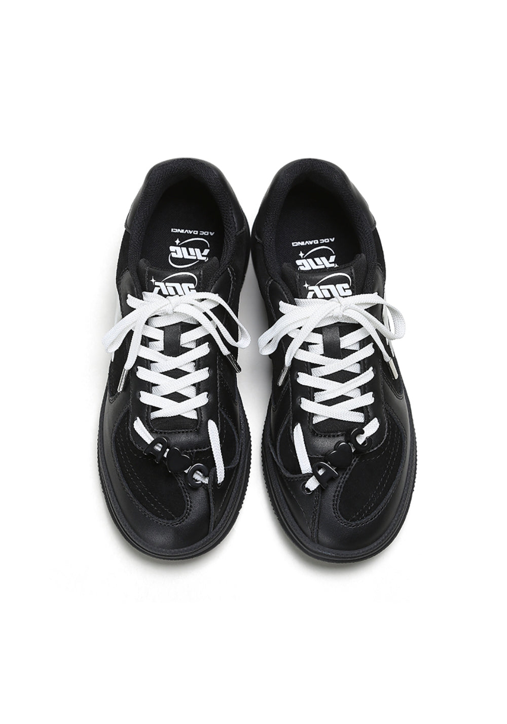 Solar-Applique Leather Court Sneakers - View 6