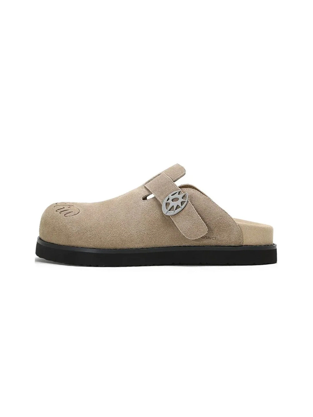 Solar-Buckle Suede Comfort Slides