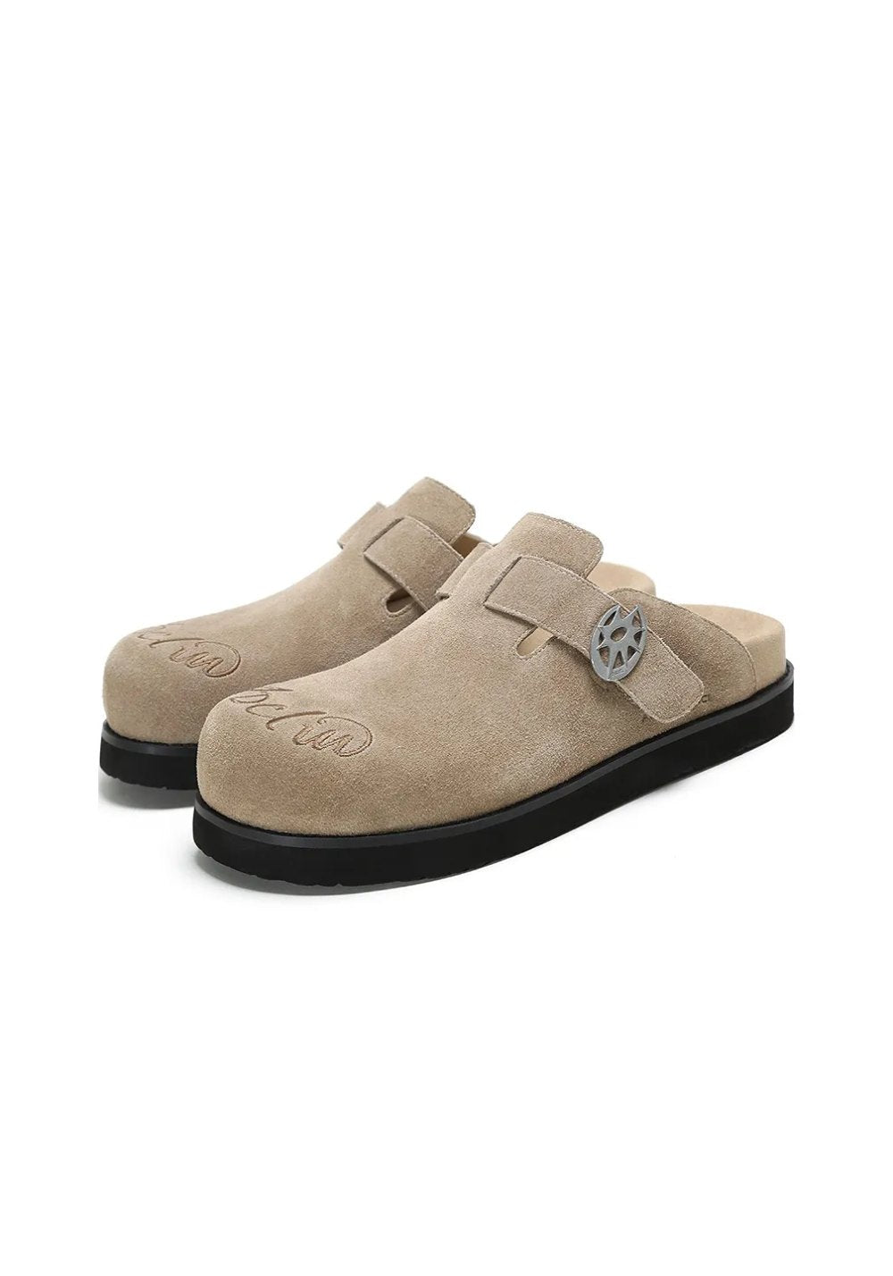 Solar-Buckle Suede Comfort Slides - View 4