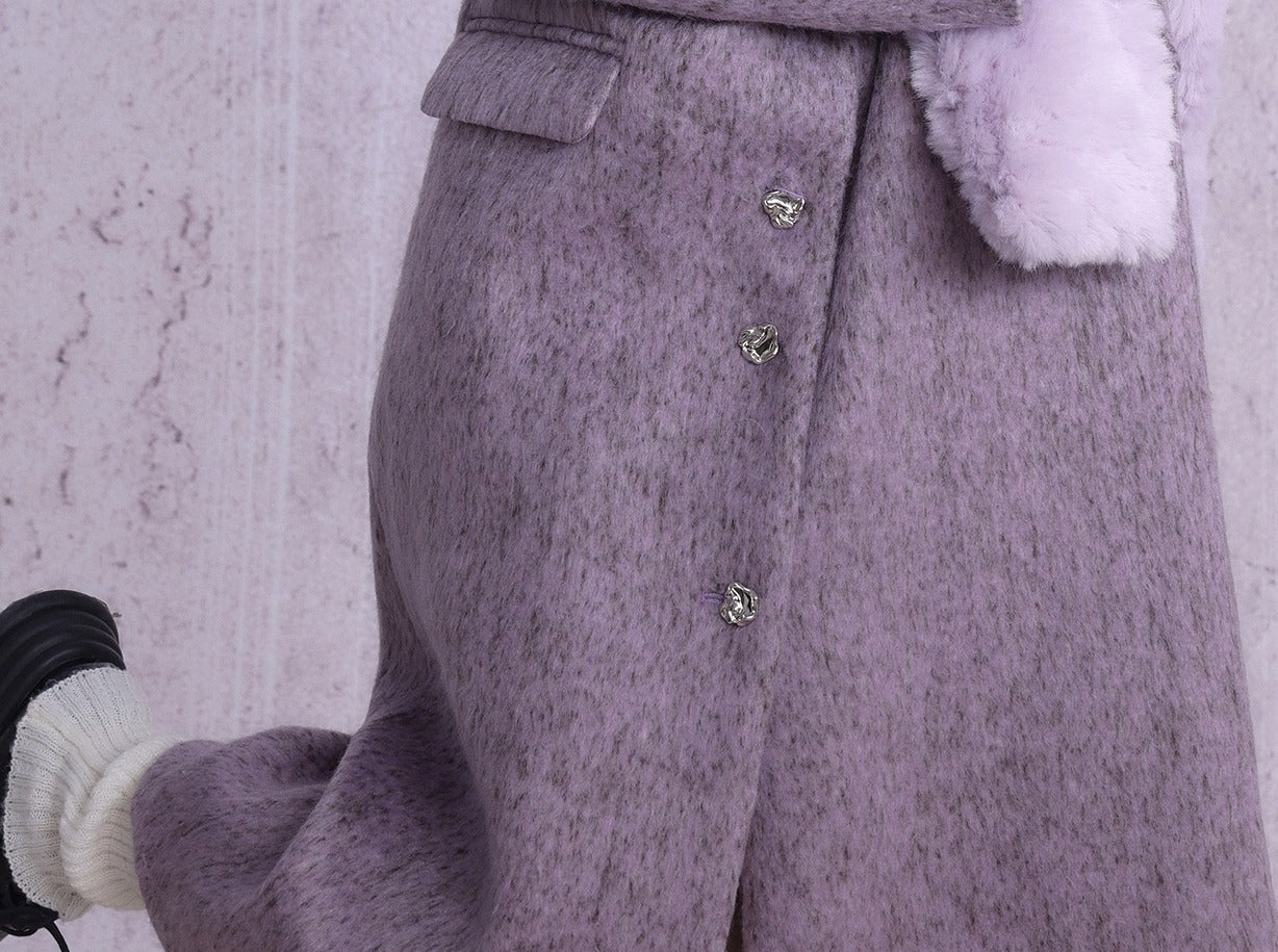 Lavender Wool Blend Long Coat