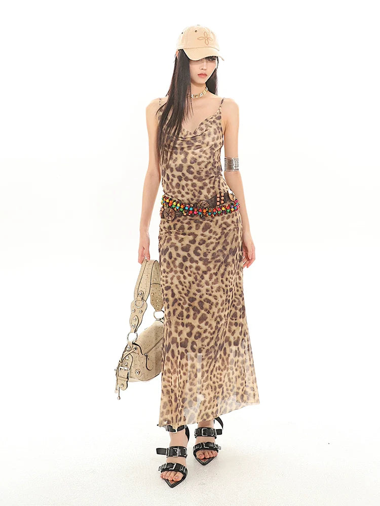 Leopard Print Slip Maxi Dress