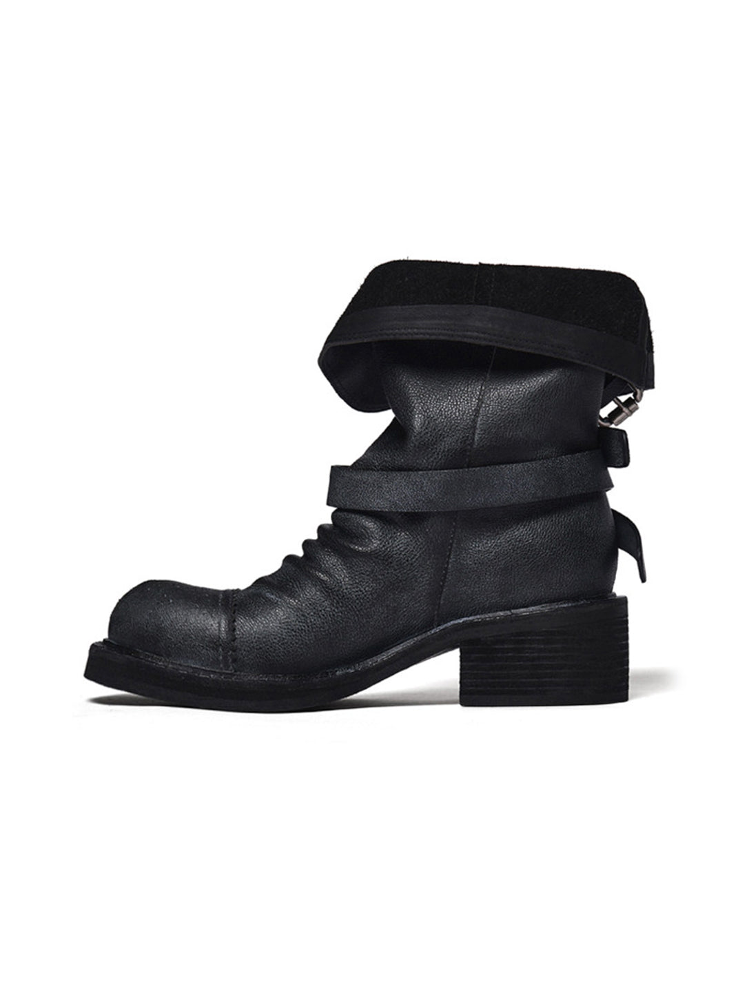 Distressed Triple-Buckle Ankle Boots - View 13