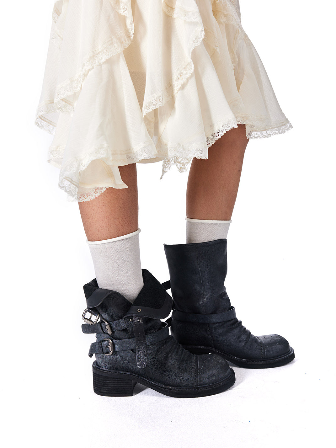 Distressed Triple-Buckle Ankle Boots - View 4