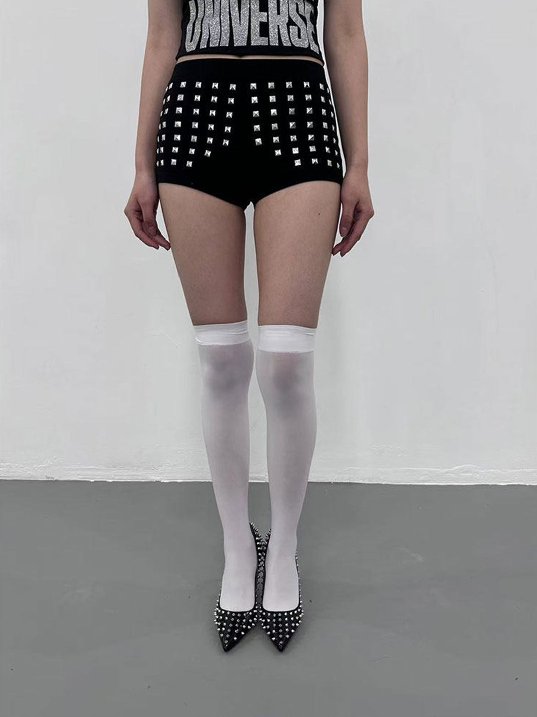 Cross-Studded Printed Micro Shorts - View 3