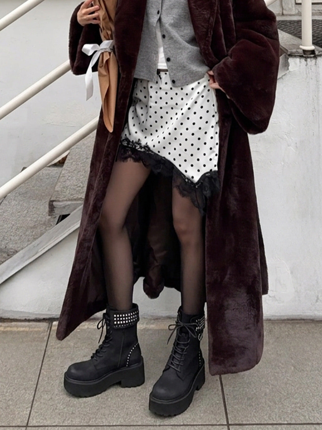 Studded-Cuff Distressed Leather Combat Boots - View 2