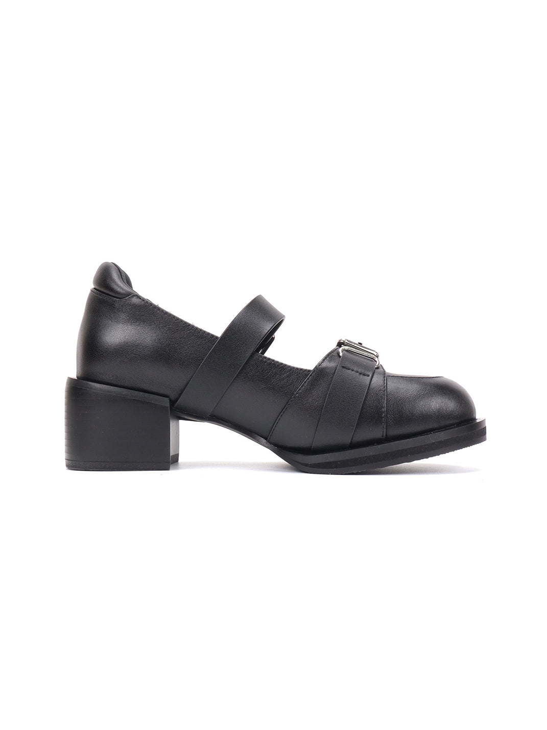 Double-Buckle Round-Toe Block-Heel Mary Janes - View 8