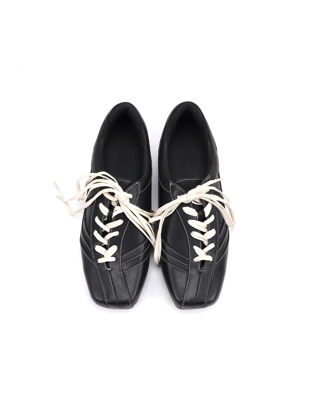 Square-Toe Black Leather Retro Trainers - View 6