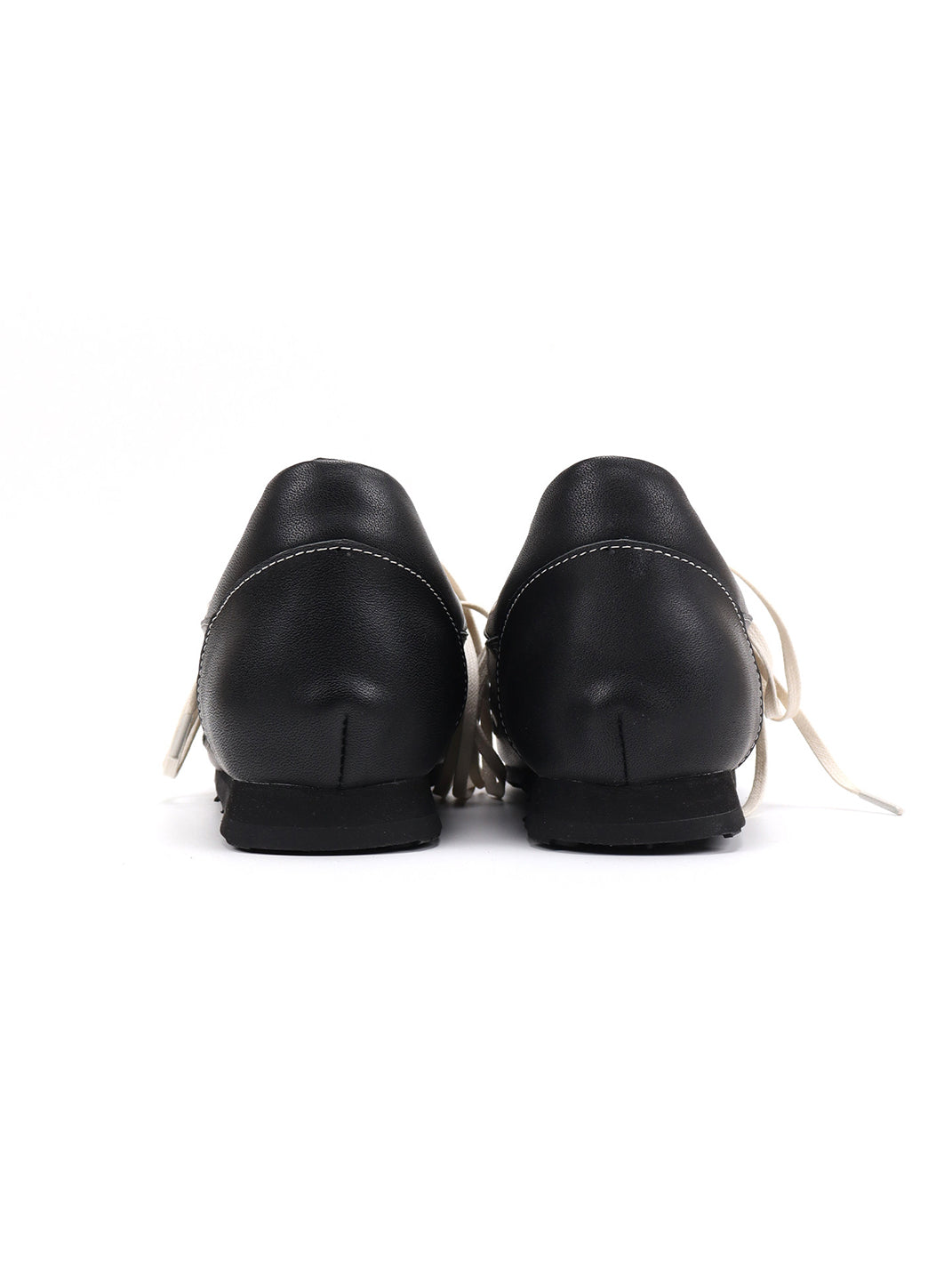 Square-Toe Black Leather Retro Trainers - View 8