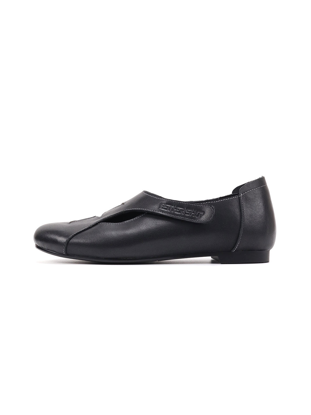 Star-Panel Square-Toe Leather Ballet Flats - View 6